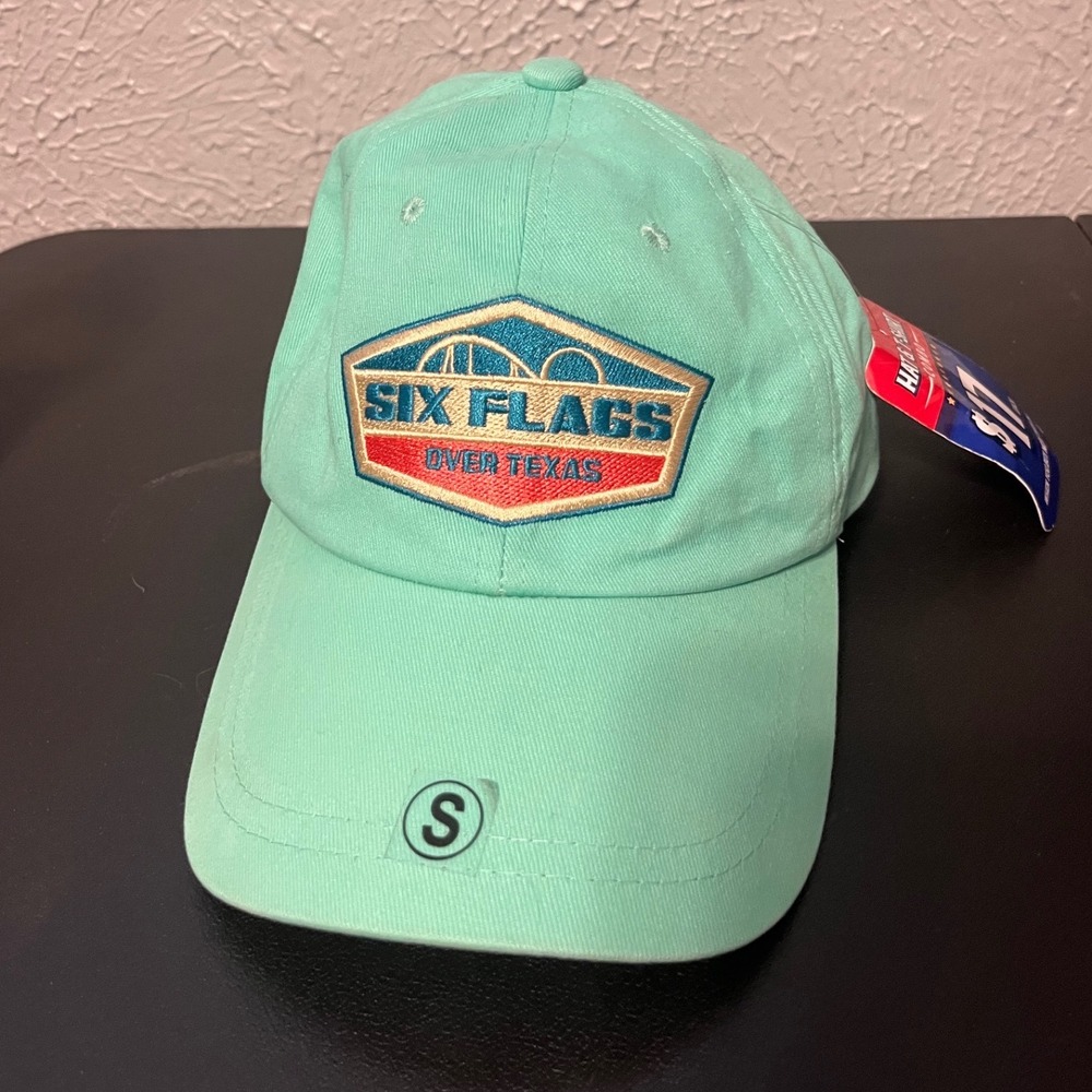 Six Flags Over Texas Mint Green Baseball Cap Hat Small New With Tags Souvenir